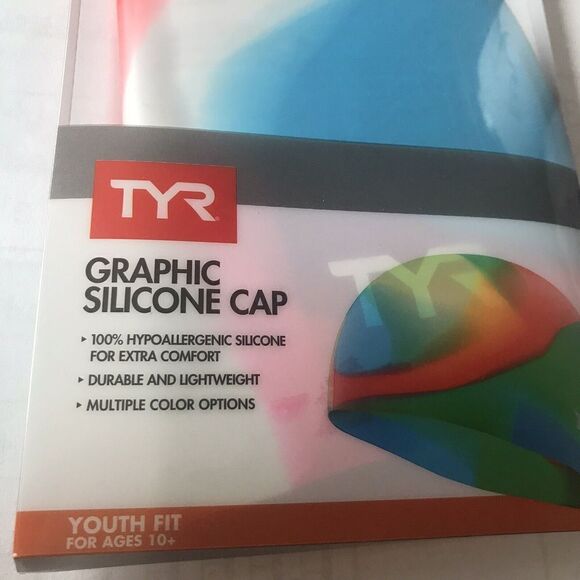🦩 TYR Junior Tie Dye Swim Cap Youth Size (Age 10+) beanie hat silicone - Picture 3 of 6